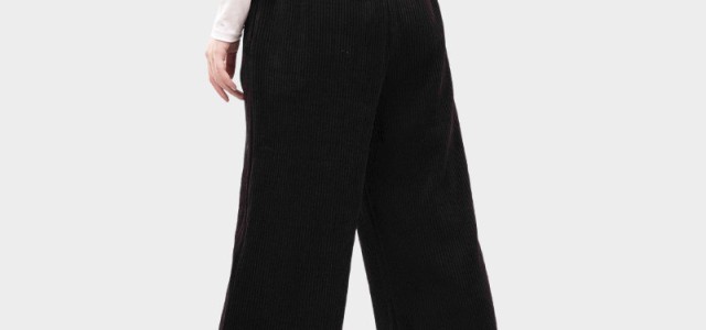 温碧霞代言IRENENA服装品牌高腰丝绒阔腿裤黑色均码休闲裤